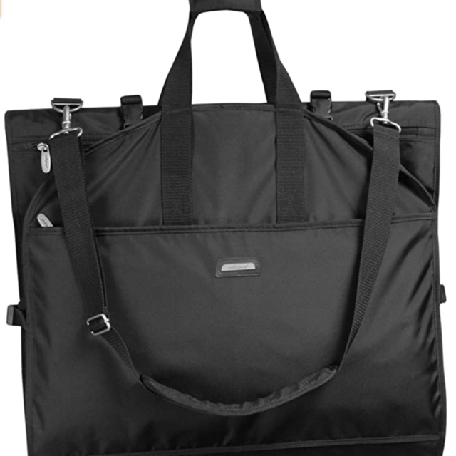 WallyBags® 66” Premium Tri-Fold Carry On Destination Wedding Gown Travel Bag with multiple pockets and shoulder strap