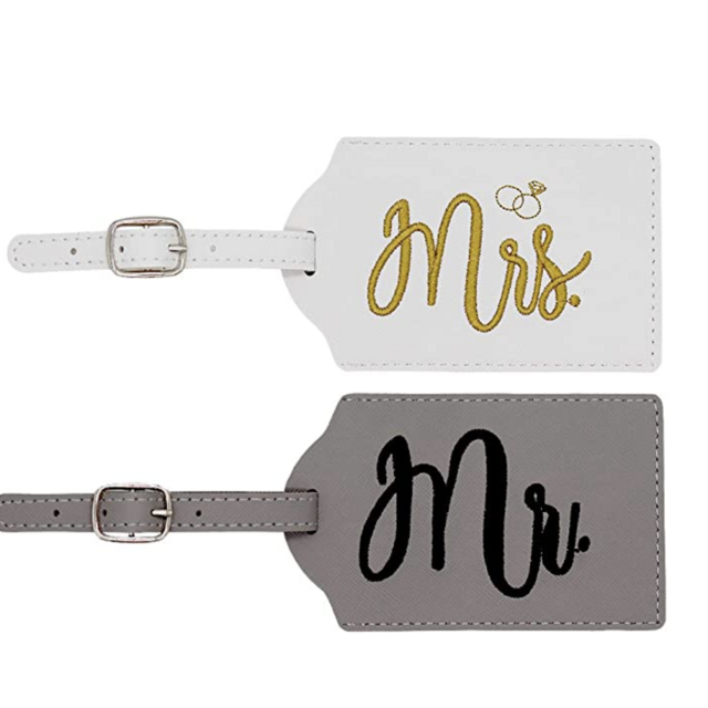 Y.A. LOTUS Mrs. and Mr. Honeymoon Wedding Luggage Tags, Exquisite Embroidered Mr. and Mrs. Travel Name ID Bag Tag as Bridal Shower Gift His and Hers Anniversary Thanksgiving