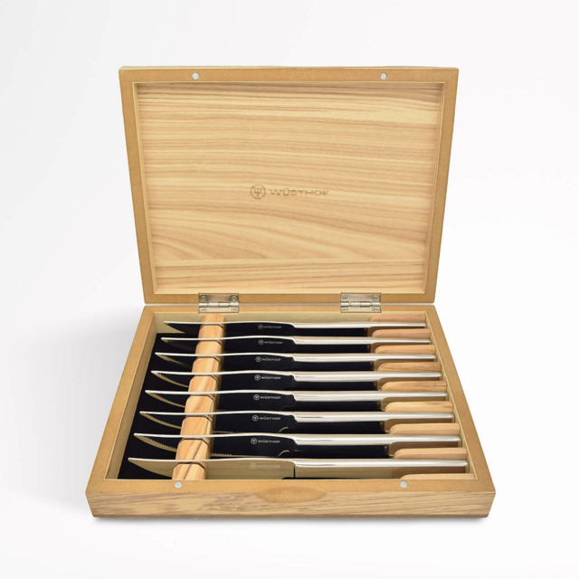 Crate and Barrel Wüsthof ® Mignon Stainless Olivewood 8-Piece Steak Knife Set