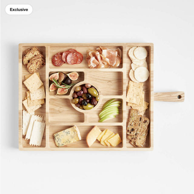 Crate and Barrel Carson Large Sectioned Ash Wood Serving Board