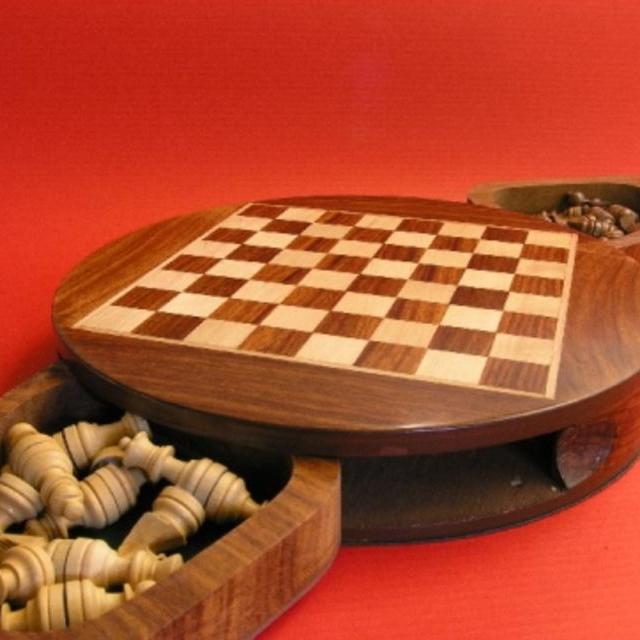 Magnetic Chess Set with Moon Drawers 9 inches Round (T2014)