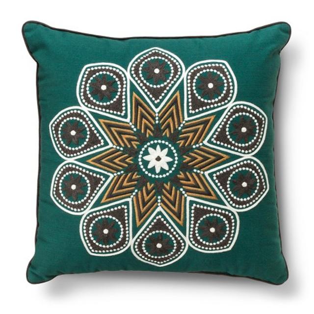 Embroidered Medallion Decorative Pillow  - Green - Threshold™ product details page