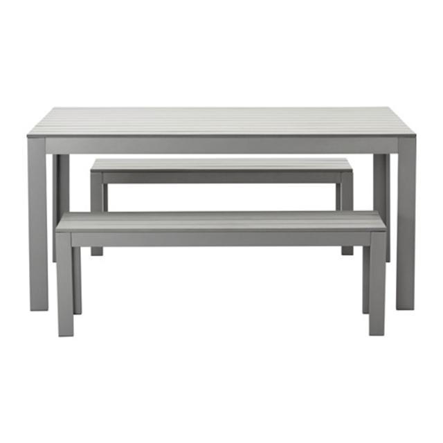 FALSTER Table+2 benches, outdoor, gray