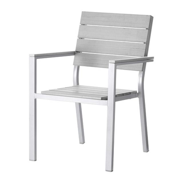 FALSTER Chair with armrests, outdoor, gray