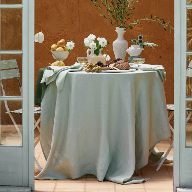 Sage 100% French Flax Linen Tablecloth Large