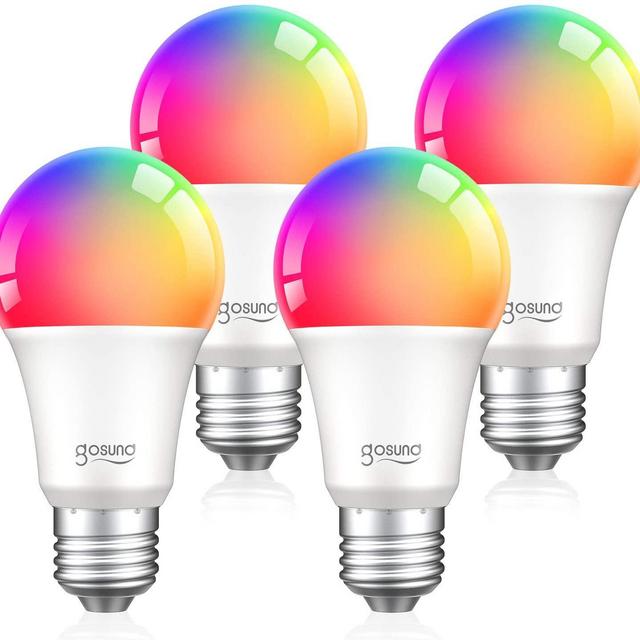 Alexa Smart Light Bulbs, Gosund 75W Equivalent E26 8W WiFi Led Bulb A19 RGB Color Changing Light Bulb Dimmable, Work with Google Home Amazon Echo, 2.4Ghz WiFi Only, No Hub Required 4 Pack