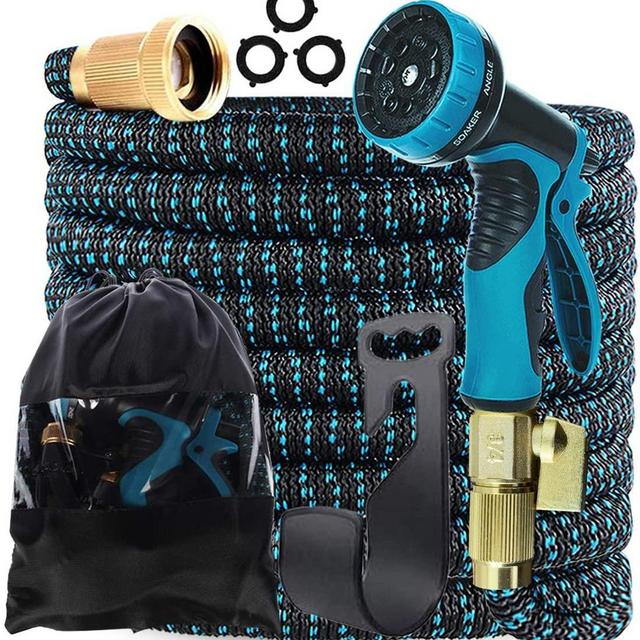 Gardguard 50ft Expandable Garden Hose: Water Hose with 9 Function Nozzle and Durable 3-Layers Latex, Flexible Water Hose with Solid Fittings, Best Choice for Watering and Washing