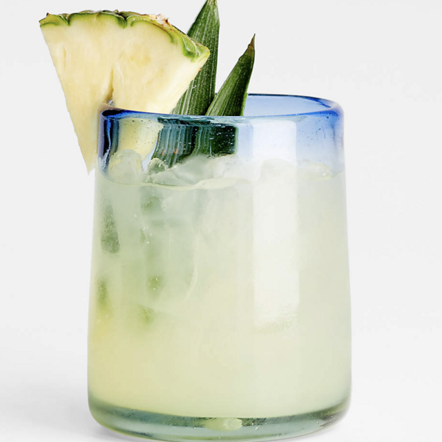 Pacifico Blue Rim Double Old-Fashioned Glass