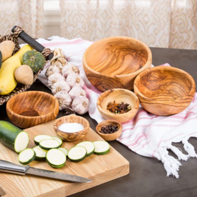 Set of 6 Handmade Olive Wood Nesting Bowls (Tunisia)