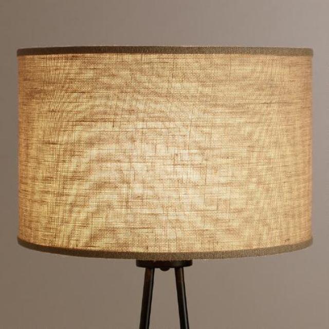 Natural Burlap Drum Floor Lamp Shade