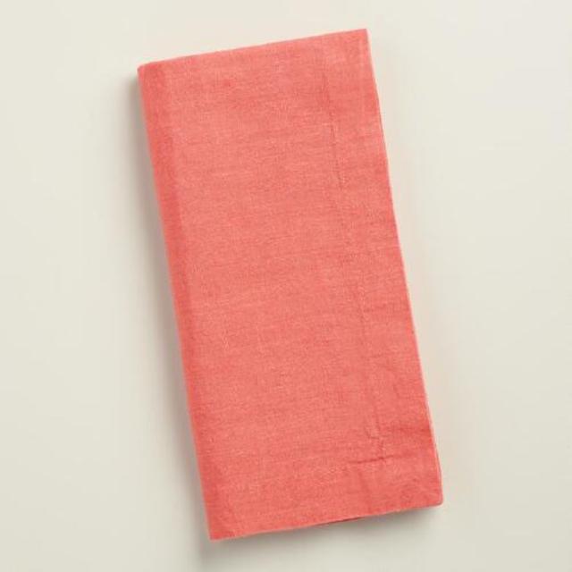 Coral 100% Linen Napkins Set of 4