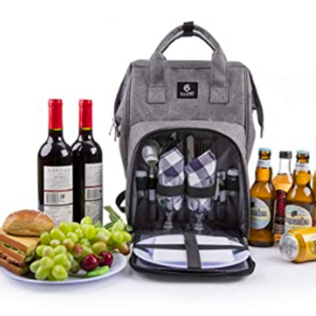 ALLCAMP Picnic Backpack for 2 Person with Fleece Blanket, Plates and Cutlery Set