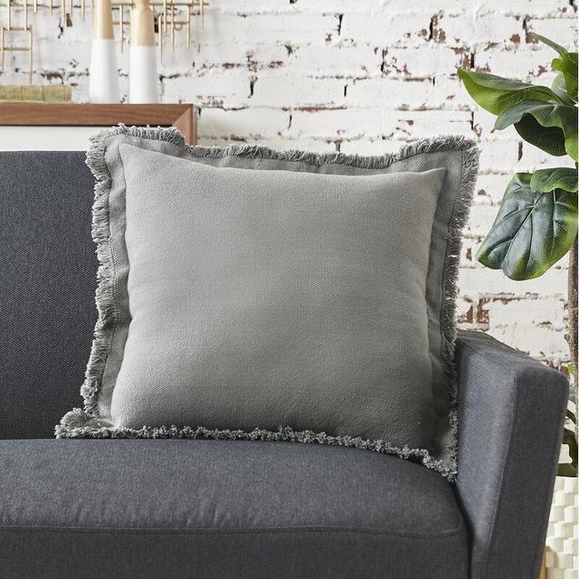 Cassandrea Square Cotton Pillow Cover and Insert (Cement color)
