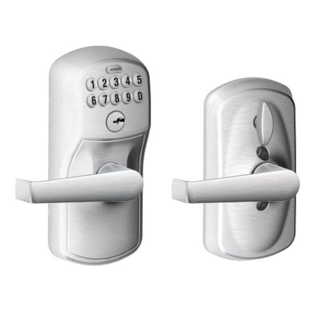 Schlage FE595 PLY 626 ELA Plymouth Keypad Entry with Flex-Lock and Elan Style Levers, Brushed Chrome
