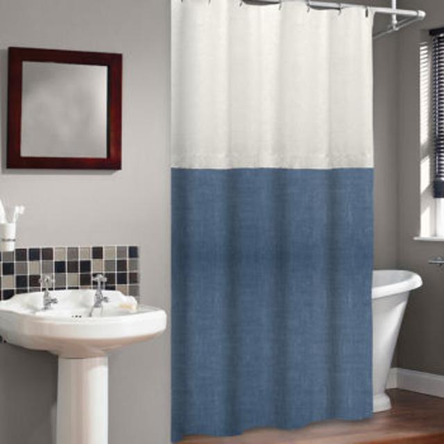 Veratex Platinum Collection Two-tone Ramie Linen Shower Curtain