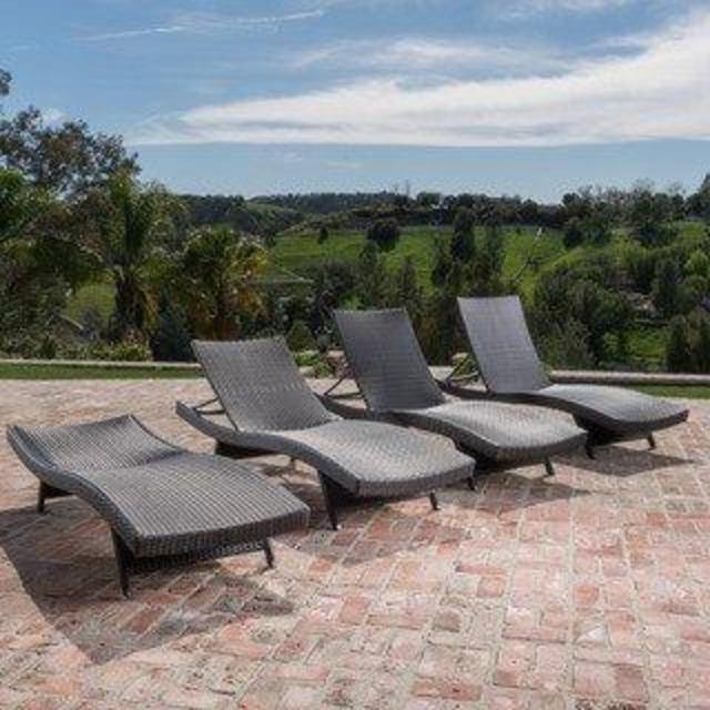 Thira Outdoor Aluminum Wicker Chaise Lounge Set of 4
