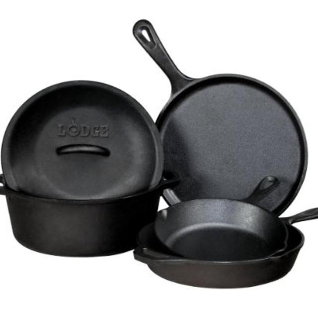 Lodge 5-Piece Pre-Seasoned Cast-Iron Cookware Set