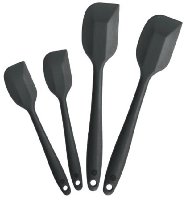 StarPack Silicone Spatula Set of 4 with Hygienic Solid Coating (Gray-Black)