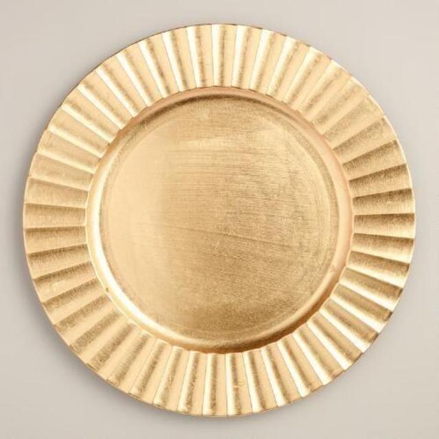 Gold Fluted Chargers, Set of 4
