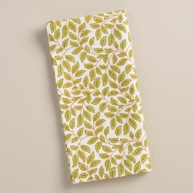 Green Leaves Cotton Napkins, Set of 4