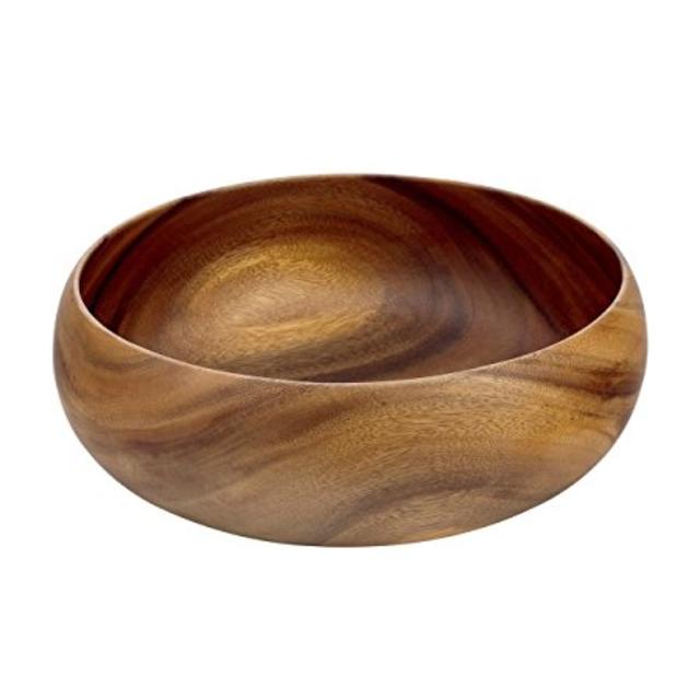 Pacific Merchants Acaciaware Round Calabash Salad Bowl, 10 Inches by 4 Inches