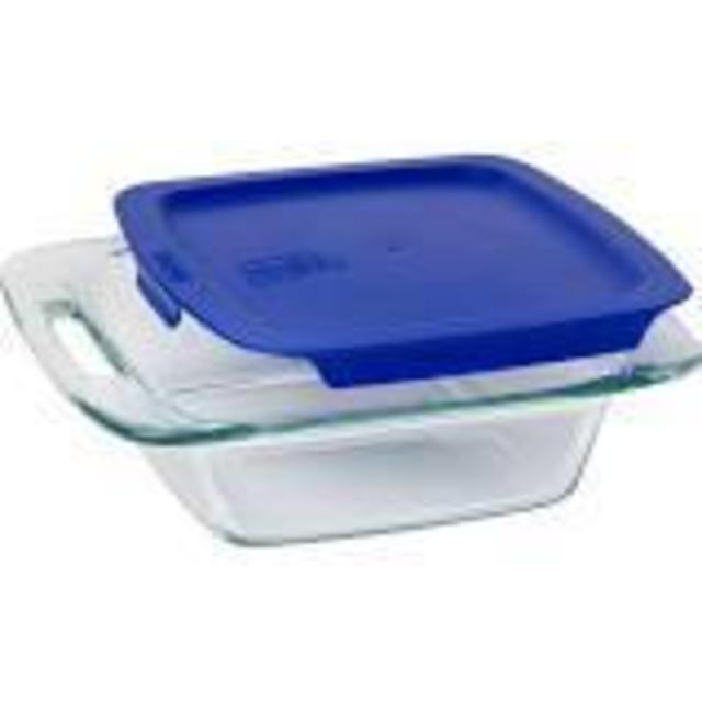 Pyrex Easy Grab 8-inch Square with Blue Plastic Cover