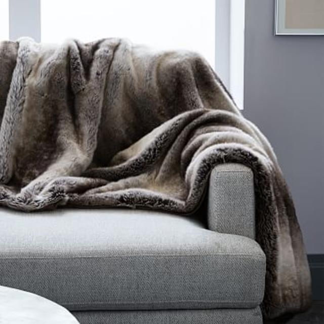 Faux Fur Ombre Throw - Mocha