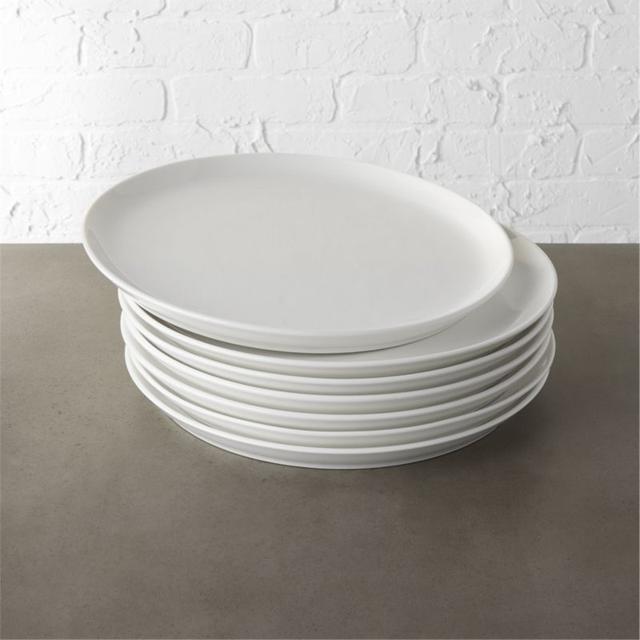 set of 8 contact white dinner plates