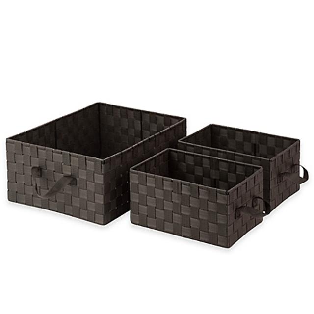 Honey-Can-Do 3-Piece Woven Basket Set in Espresso