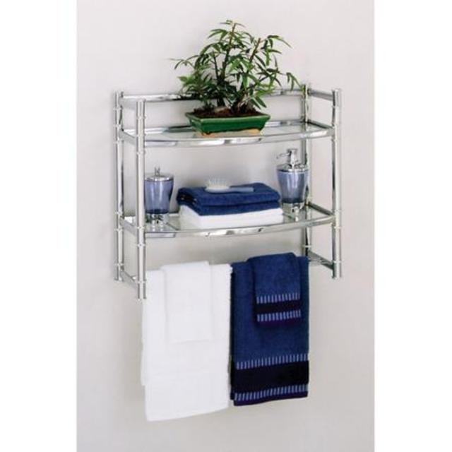 Zenith Wall Shelf with 2 Glass Shelves, Chrome Finish