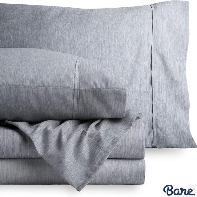 Bare Home Queen Sheet Set - Premium 1800 Ultra-Soft Microfiber Bed Sheets - Double Brushed - Hypoallergenic - Wrinkle Resistant (Queen, Heathered Blueberry)