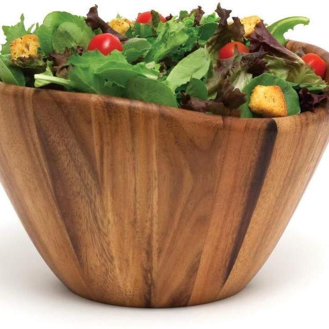 Lipper International 1174 Acacia Wave Serving Bowl for Fruits or Salads, Large, 12" Diameter x 7" Height, Single Bowl