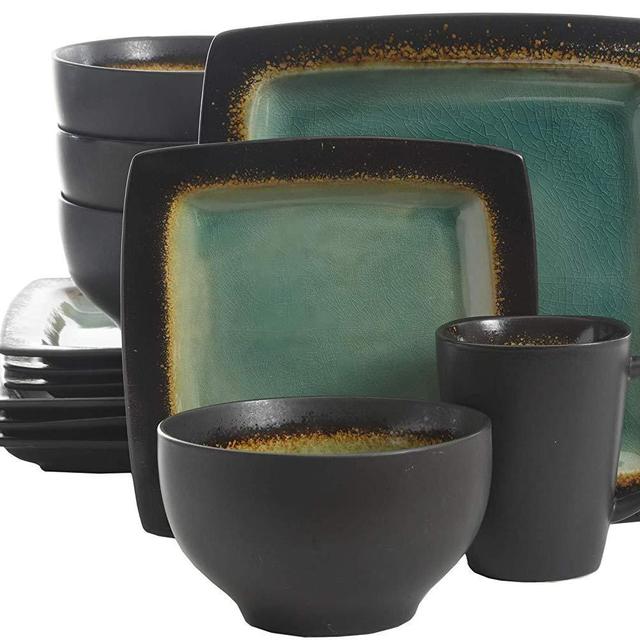 Gibson Elite Ocean Paradise 16-Piece Dinnerware Set, Jade