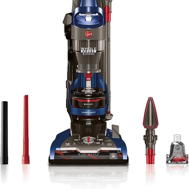 Hoover WindTunnel 2 Whole House Rewind Corded Bagless Upright Vacuum Cleaner with HEPA Media Filtration, UH71250, Blue