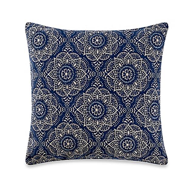 Casbah Tile Square Throw Pillow in Navy