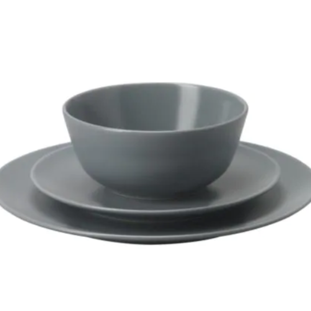 DINERA 18-piece dinnerware set, gray-blue