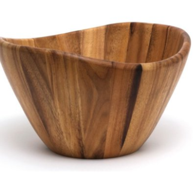 Lipper International Inc. Acacia Wave Large Wooden Finish Salad Serving Bowl