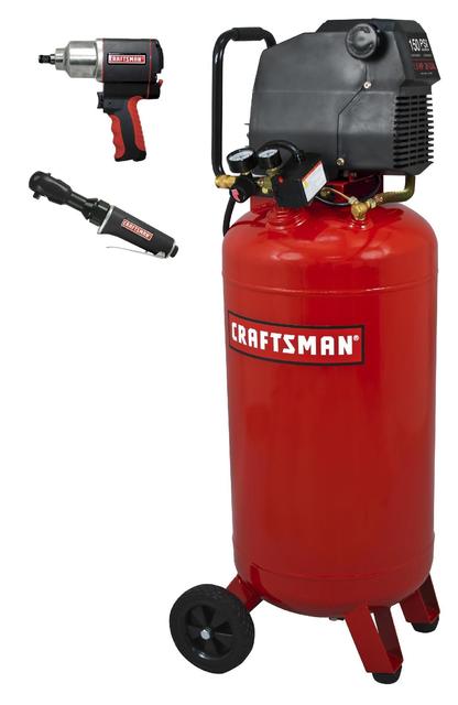 Craftsman 26 Gallon 1.5 HP Air Compressor  150 max PSI with BONUS Impact Wrench and Ratchet