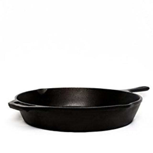 Pre-Seasoned Cast Iron Skillet by FS Kitchen (12.5 Inch) Great for Stovetop, Oven, Grill, or Campfire – Professional Grade Cookware Pan for Flavor Enhancing, Easy to Clean, and Long Lasting Durability