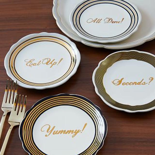 Fishs Eddy Gilded Word Side Plates