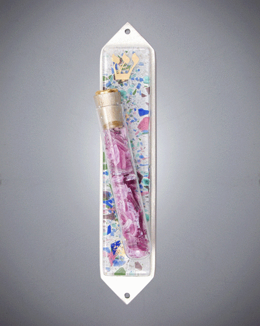 Fiesta Wedding Breaking Glass Keepsake Mezuzah Case by Beames Designs