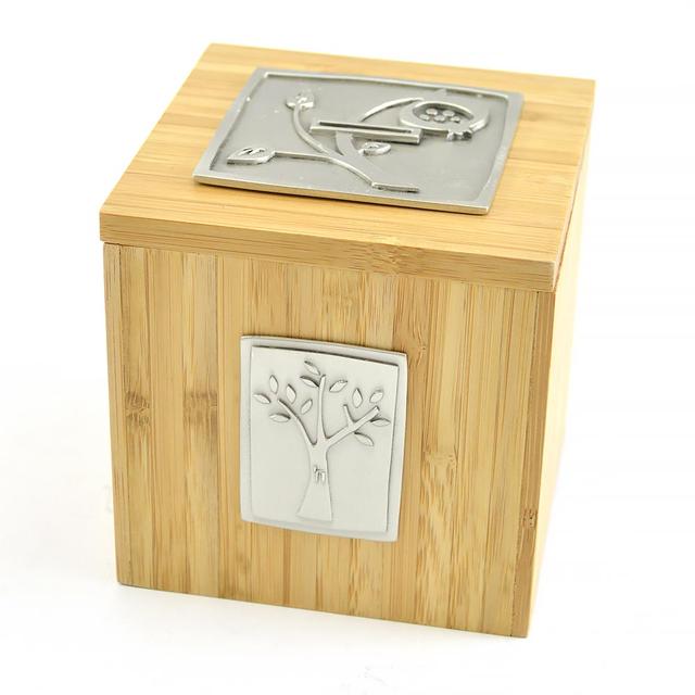 BAMBOO AND METAL POMEGRANATE TREE TZEDAKAH BOX