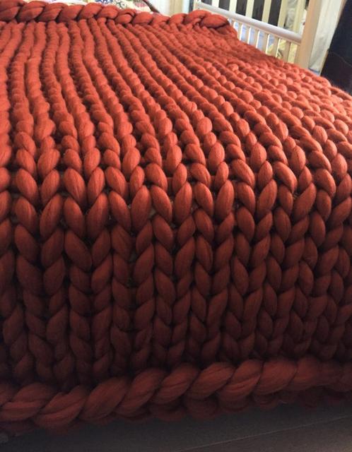 Blanket throw, Chunky knit throw, Extreme knitting, Wool blanket, Giant knit blanket, Thick yarn blanket -FREE Shipping-
