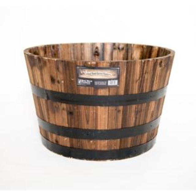 Real Wood 26 in. Dia Cedar Half Whiskey Barrel Planter