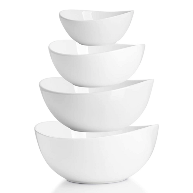 Sweese 105.401 Porcelain Bowls 10-18-28-42 Ounce Various Size Bowl Set - Set of 4, White