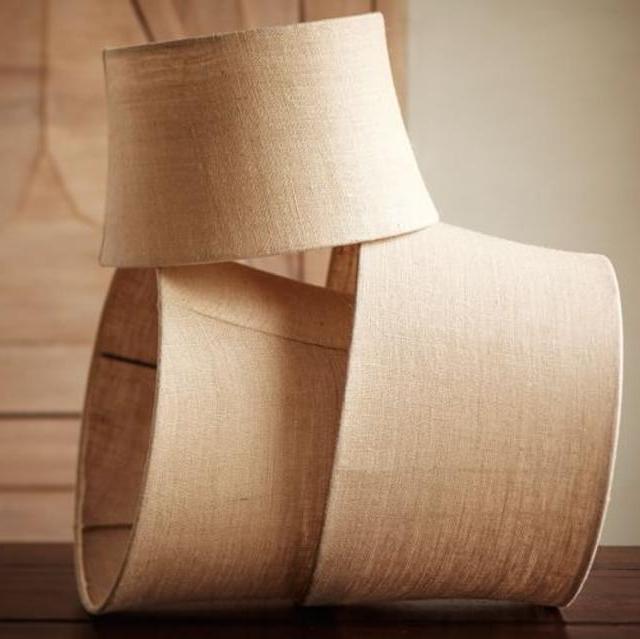 Burlap Upholstered Tapered Drum Lamp Shade