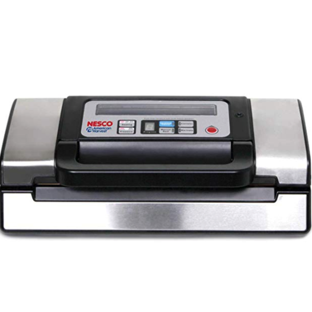 NESCO VS-12, Deluxe Vacuum Sealer with Bag Starter Kit and Viewing Lid, Compact Design, Silver