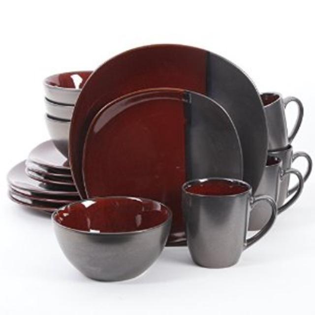 Gibson Elite Volterra 16 Piece Dinnerware Set, Red