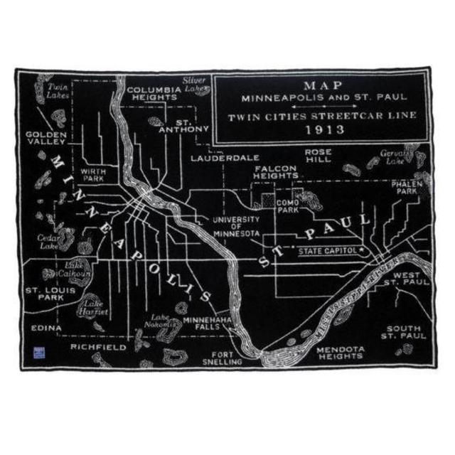 Vintage City Map Wool Throw