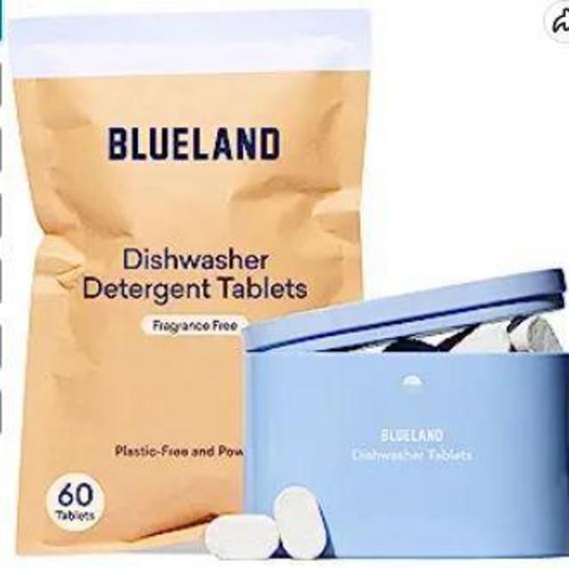 BLUELAND Dishwasher Detergent Tablet Starter Set - Plastic-Free & Eco Friendly Alternative to Liquid Pods or Sheets - Natural, Sustainable - 60 Washes